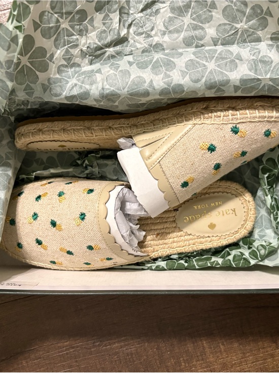 kate spade Shoes - NWT kate spade Pineapple Embroidered Espadrille Mules - Cream/Yellow/Green